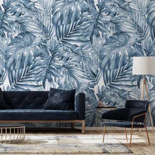Lush Leaf Blue and White