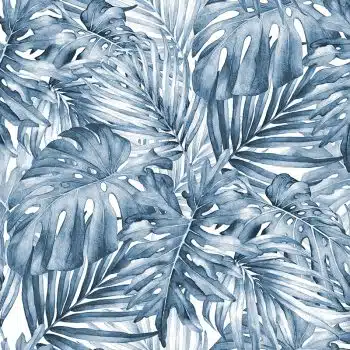 Lush Leaf Blue and White