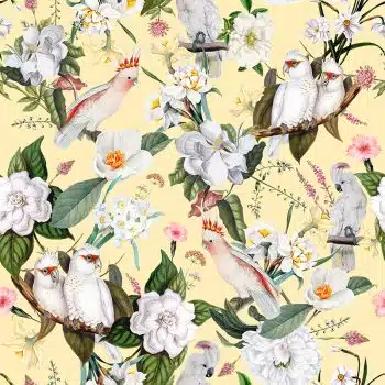 Blush Powder Pink Vintage Parrot Tropical Jungle - Buttermilk Wilderness