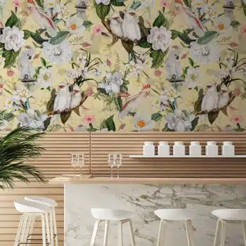 Blush Powder Pink Vintage Parrot Tropical Jungle - Buttermilk Wilderness