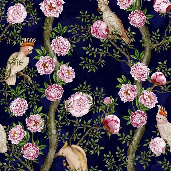 Cockatoos in Chinoiserie Garden - Navy – Bild 2