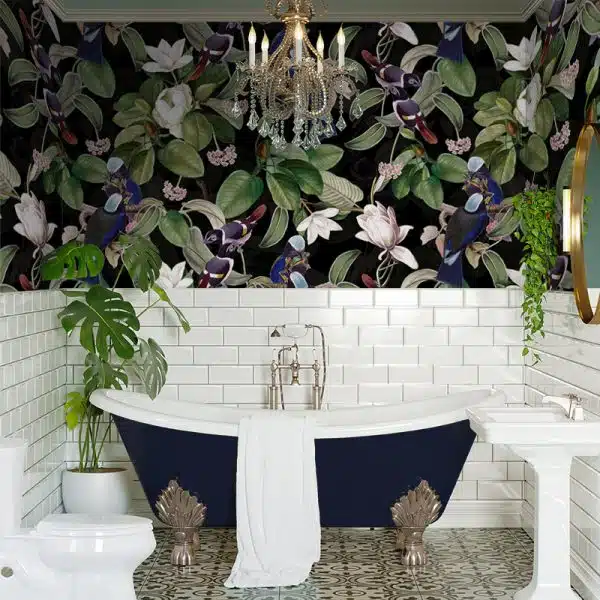 Exotic Blue Birds And Magnolia Garden - Night