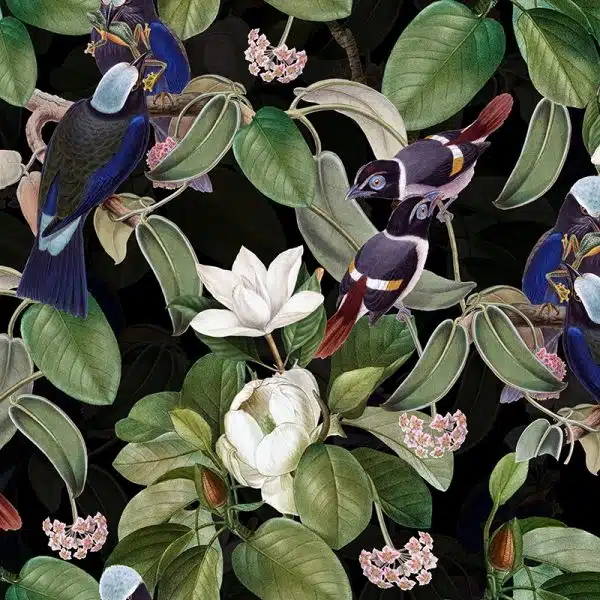 Exotic Blue Birds And Magnolia Garden - Night – Bild 2