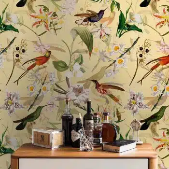 Hummingbirds and Tropical Flowers - Soft Cream