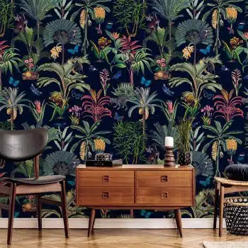 Monkeys and Butterflies in Jungle - Navy