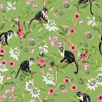 Monkeys and Lotus Flowers - Avocado