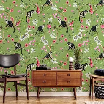 Monkeys and Lotus Flowers - Avocado