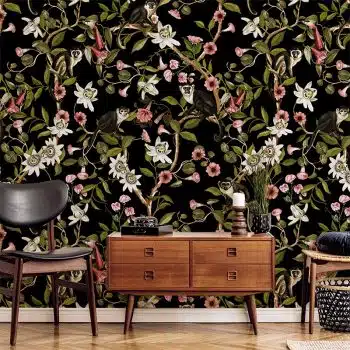 Monkeys and Lotus Flowers - Black