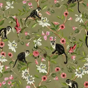 Monkeys and Lotus Flowers - Sage