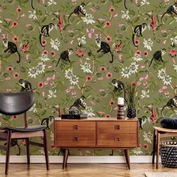 Monkeys and Lotus Flowers - Sage