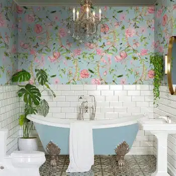 Pastel Antique Chinoiserie Garden - Blue