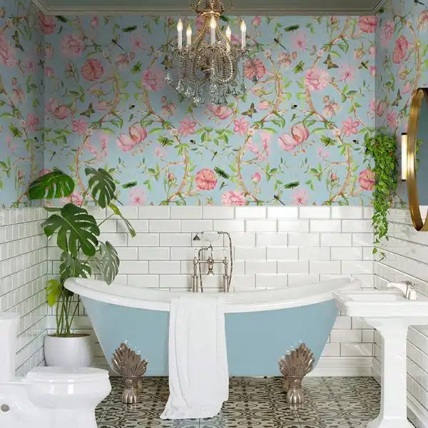 Pastel Antique Chinoiserie Garden - Blue