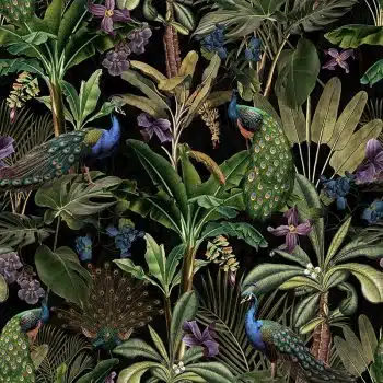 Peacocks and Petals - Black