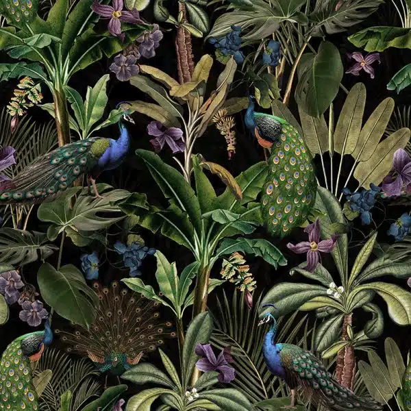 Peacocks and Petals - Black – Bild 2