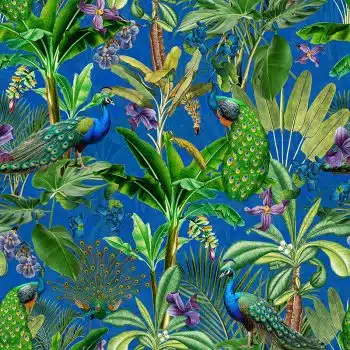 Peacocks and Petals - Blue