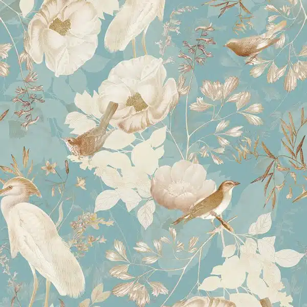 Rococo Vintage Flowers And Birds Garden - Blue – Bild 2