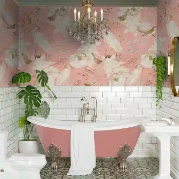 Rococo Vintage Flowers And Birds Garden - Coral