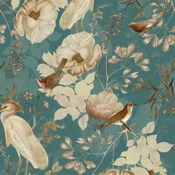 Rococo Vintage Flowers And Birds Garden