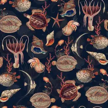 Shells and Sealife - Navy
