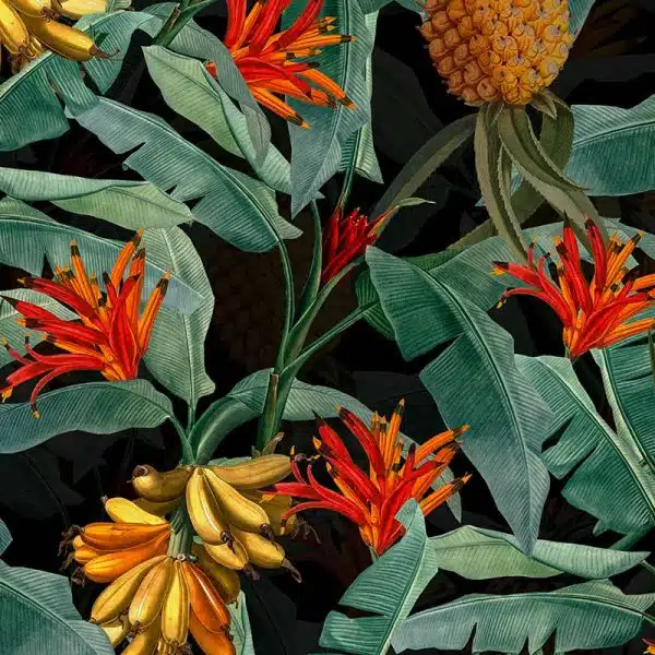 Tropical Leaves Pineapples and Bananas - Black – Bild 2