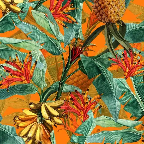 Tropical Leaves Pineapples and Bananas - Orange – Bild 2
