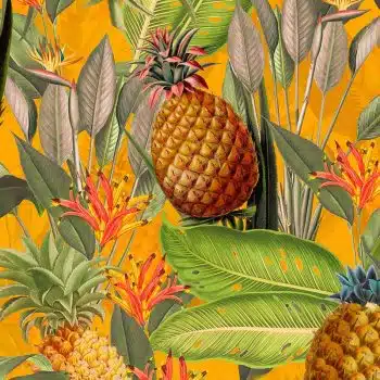 Tropical Leaves and pineapples - Orange