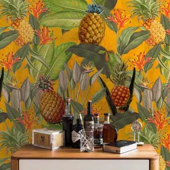 Tropical Leaves and pineapples - Orange