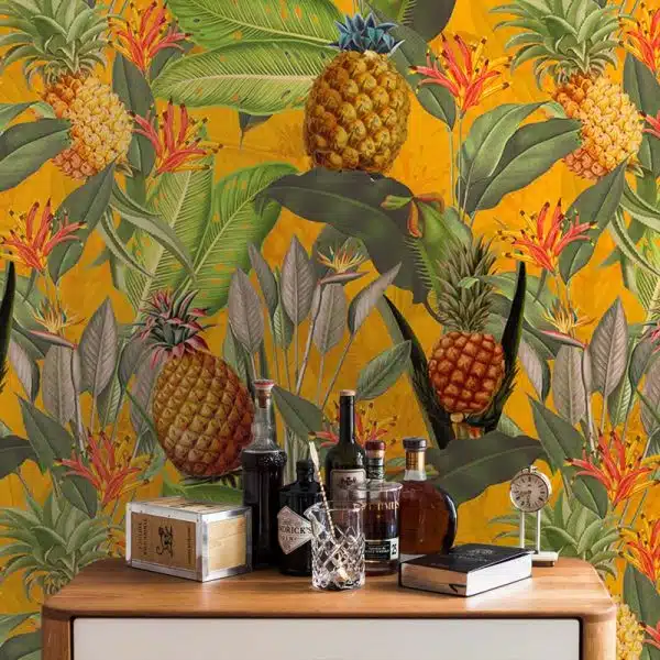 Tropical Leaves and pineapples - Orange