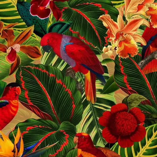 Tropical jungle with red parrots - Dark – Bild 2