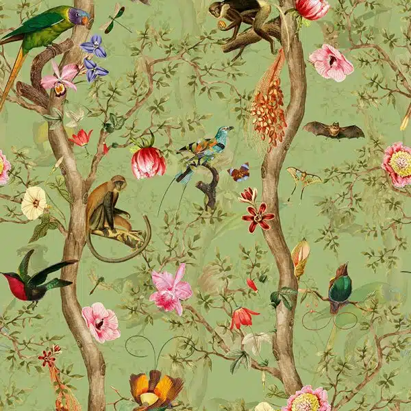 Vintage Birds and Monkeys Chinoiserie - Green – Bild 2
