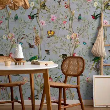 Vintage Birds and Monkeys Chinoiserie - Lilac