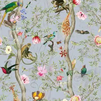 Vintage Birds and Monkeys Chinoiserie - Lilac