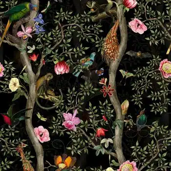 Vintage Birds and Monkeys Chinoiserie - Night