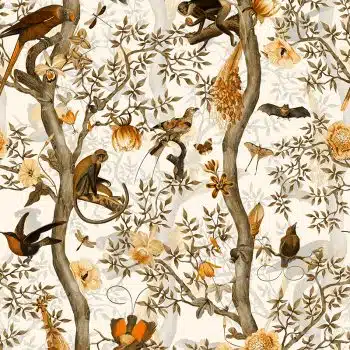 Vintage Birds and Monkeys Chinoiserie