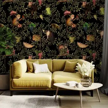 Vintage Monkey Party Chinoiserie - Black