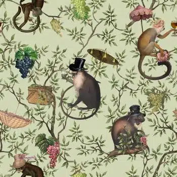 Vintage Monkey Party Chinoiserie - Green