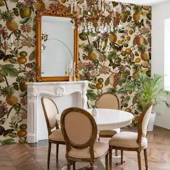 Vintage Moths Butterflies and Tropical Fruits Night Garden - Sepia
