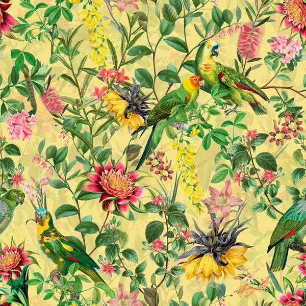 Vintage Parrot Exotic Flower Jungle - Yellow – Bild 2