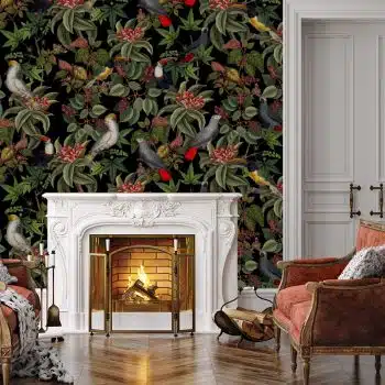 Vintage Parrots And Toucan Jungle - Black