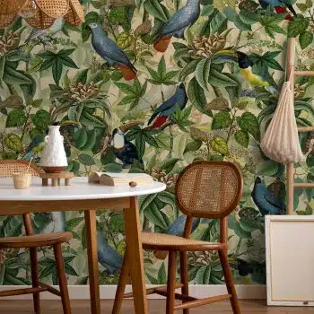 Vintage Parrots And Toucan Jungle - Green