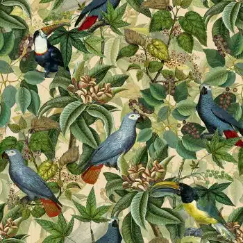 Vintage Parrots And Toucan Jungle - Green