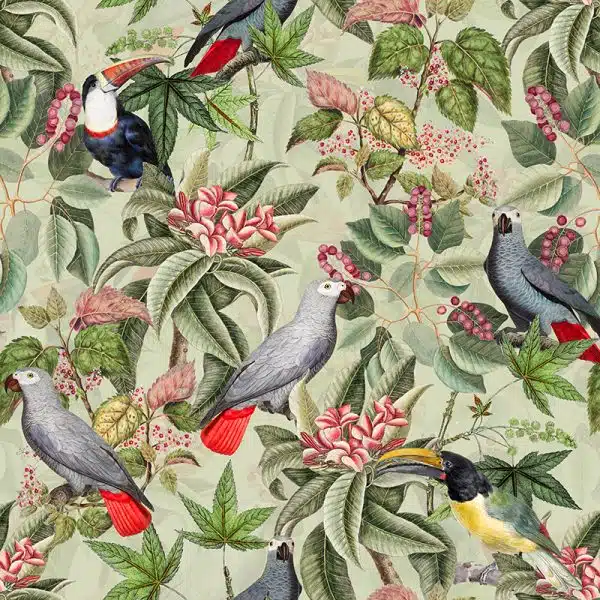 Vintage Parrots And Toucan Jungle - Mint – Bild 2