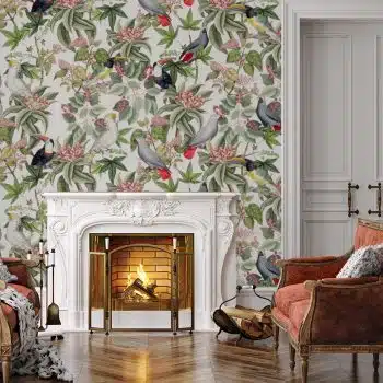 Vintage Parrots And Toucan Jungle - White