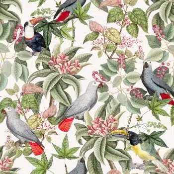 Vintage Parrots And Toucan Jungle - White