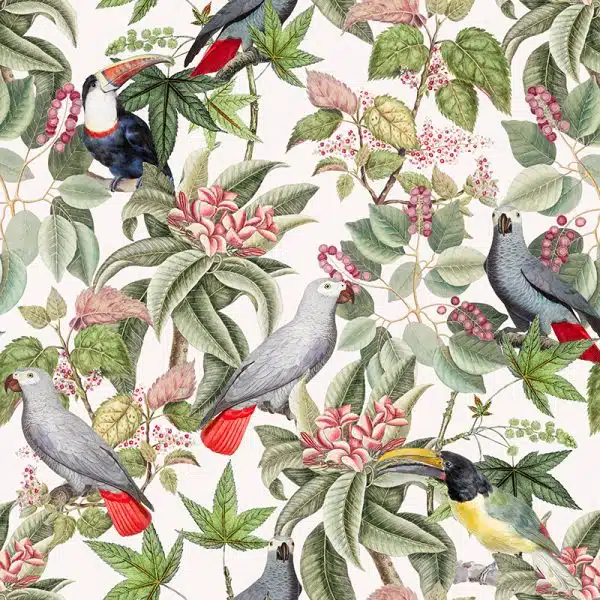 Vintage Parrots And Toucan Jungle - White – Bild 2