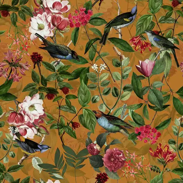 Vintage Sepia Bird and Flower Jungle - Rust – Bild 2