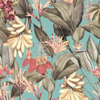 Vintage Sepia Exotic Banana Jungle - Blue