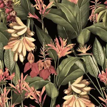 Vintage Sepia Exotic Banana Jungle