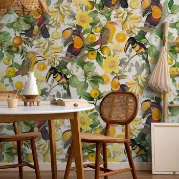 Vintage Toucans and Tropical Fruits