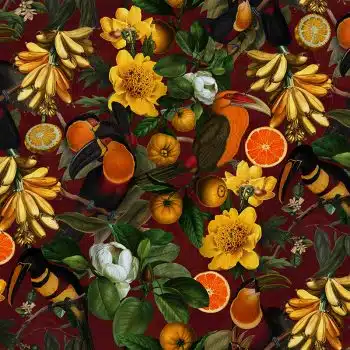 Vintage Toucans and Tropical Fruits - Wine
